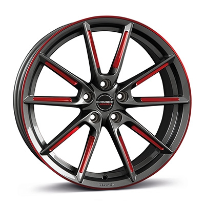 Borbet LX GRAPHITE SPOKE RIM RED POLISHED