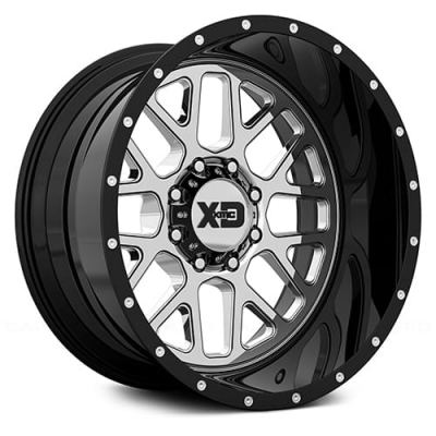 XD Series By KMC Wheels XD201 GRENADE CHROME CENTER W- GLOSS BLACK MILLED LIP