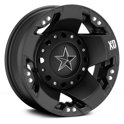 XD Series By KMC Wheels XD775 ROCKSTAR (XD7756) DUALLY MATTE BLACK REAR