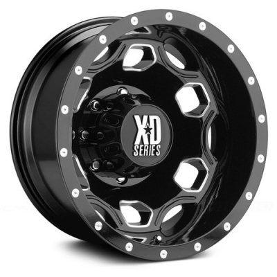 XD Series By KMC Wheels XD815 BATALLION DUALLY GLOSS BLACK W- MILLED ACCENTS