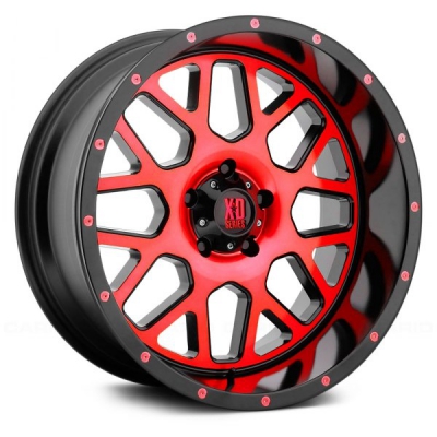 XD Series By KMC Wheels XD820 GRENADE (XD8203) SATIN BLACK MACH FACE W/ RED TINTED CLEAR COAT