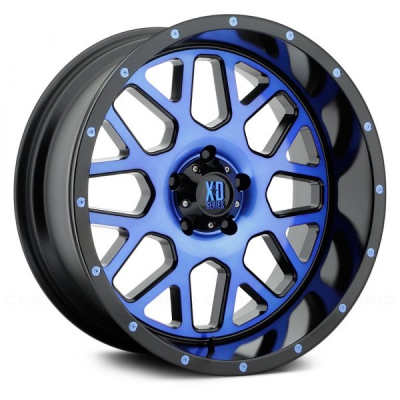 XD Series By KMC Wheels XD820 GRENADE (XD8206) SATIN BLACK MACH FACE W/ BLUE TINTED CLEAR COAT