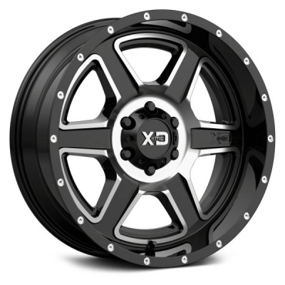 XD Series By KMC Wheels XD832 FUSION GLOSS BLACK MACHINED