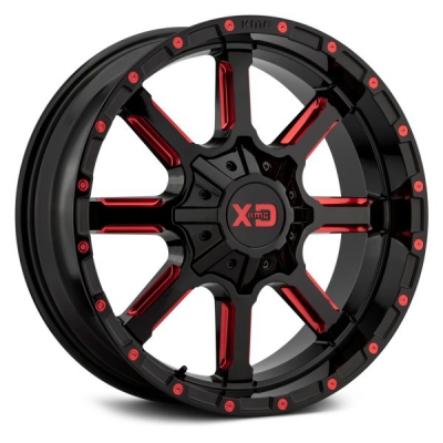 Xd Series By Kmc Wheels XD838 MAMMOTH (XD8389) GLOSS BLACK MILLED W/ RED TINT