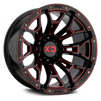 Xd Series By Kmc Wheels XD841 BONEYARD (XD8419) GLOSS BLACK MILLED W/ RED TINT