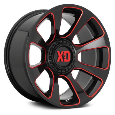 Xd Series By Kmc Wheels XD854 REACTOR GLOSS BLACK MILLED W/ RED TINT